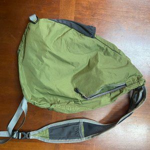 green foldable backpack